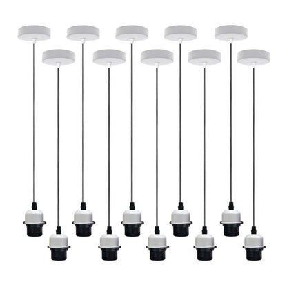 10 Pack Industrial White Pendant Light, Lampshade Addable E27 Lamp Holder Light,