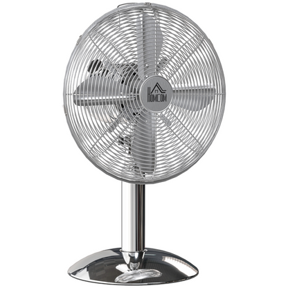 HOMCOM 12" Metal Desk Fan with 3 Speed Settings, Wide-Angled Oscillation