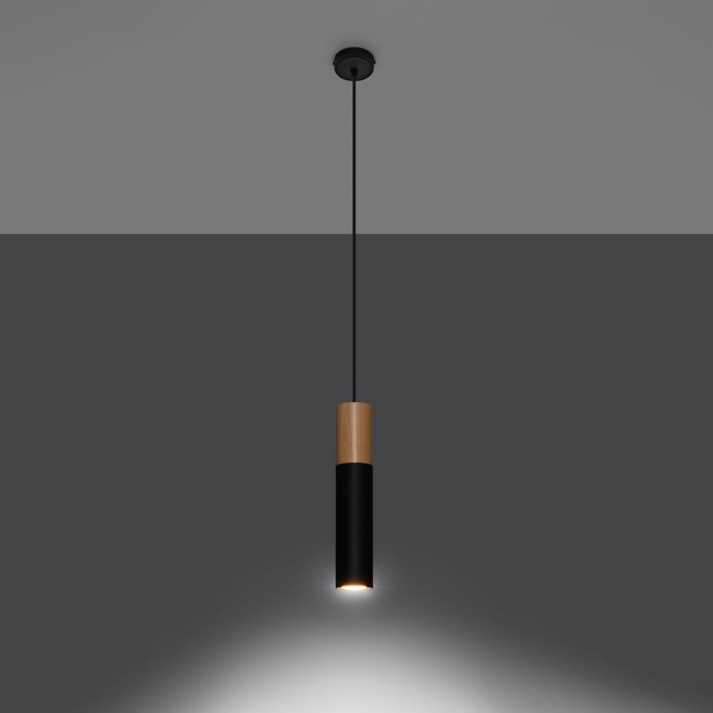 Pablo Pendant Lamp: Steel & Wood, Modern Design, GU10