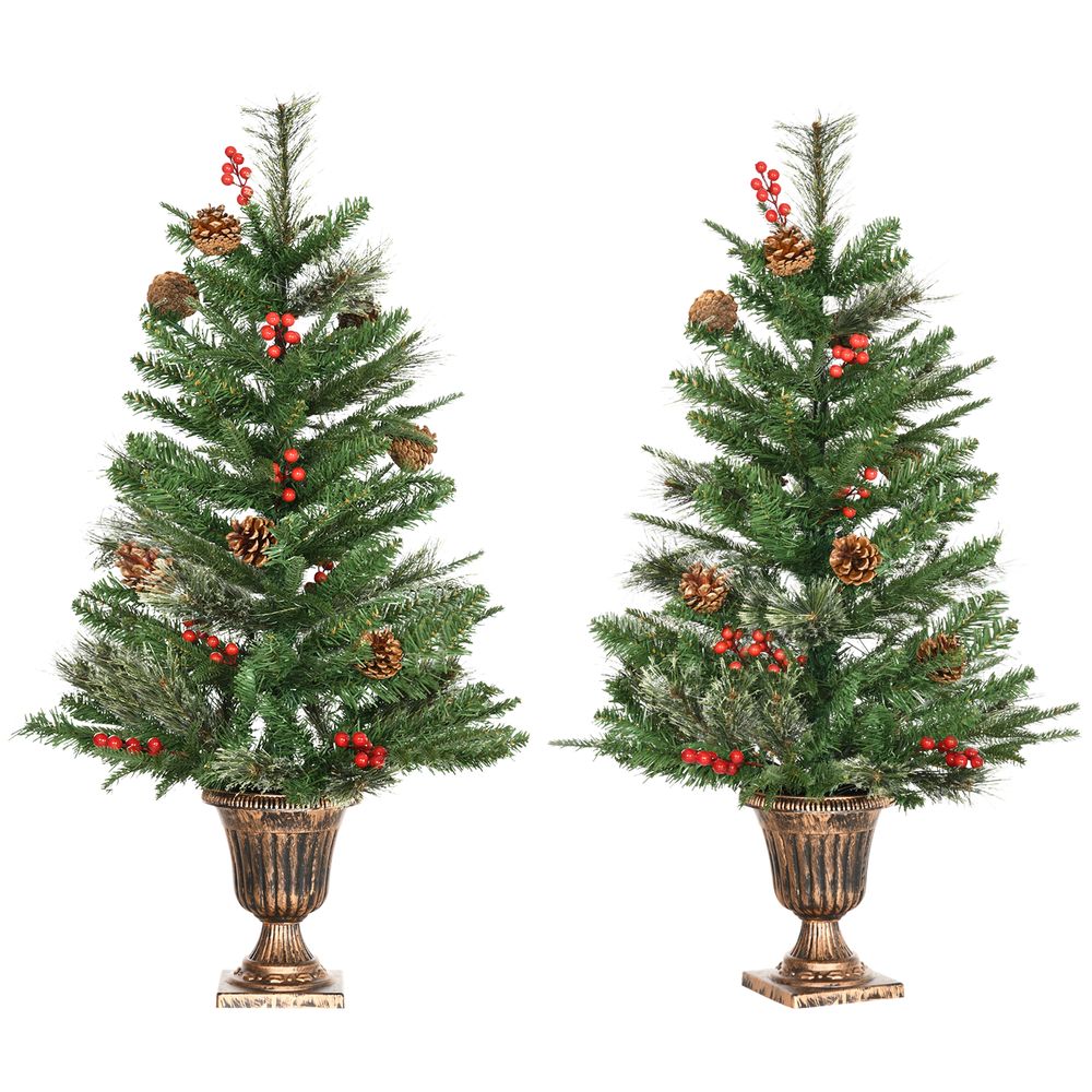 HOMCOM 2 Pieces Set 3Ft Artificial Christmas Trees: Double the Beauty, Decor
