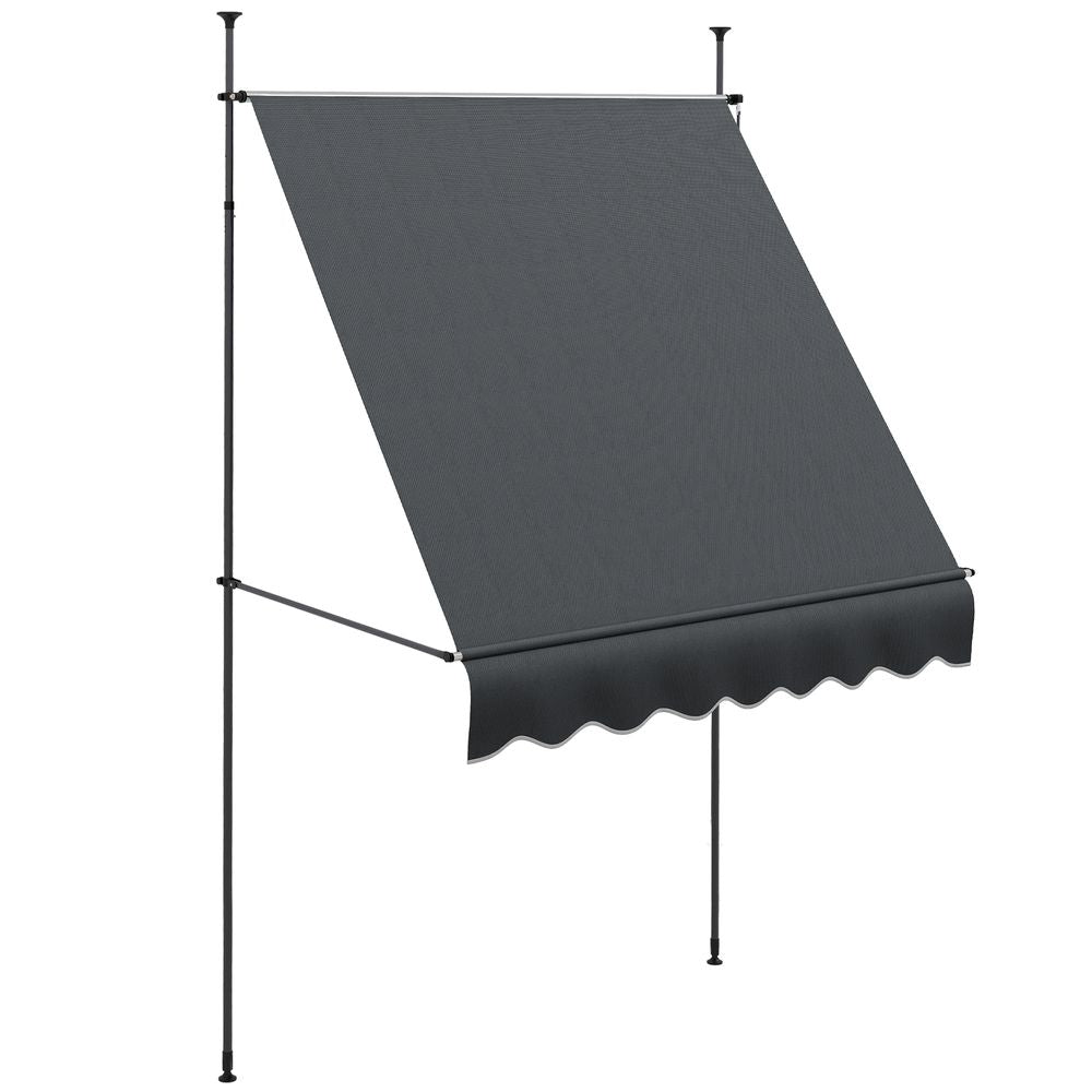 Outsunny 2x1.2m Freestanding Retractable Awning - Non-Screw Garden Shade with Adjustable Frame