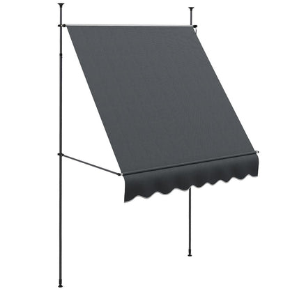 Outsunny 2x1.2m Freestanding Retractable Awning - Non-Screw Garden Shade with Adjustable Frame
