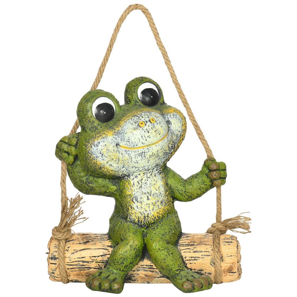 Hanging Frog Swing Garden Statue - Funny Outdoor Ornament, Hand-Painted Sculpture - Best Quality, Great Gift
