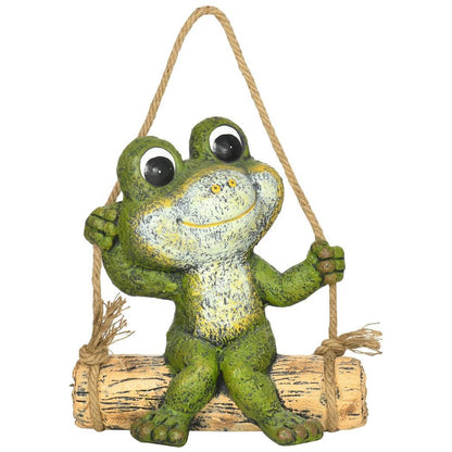 Hanging Frog Swing Garden Statue - Funny Outdoor Ornament, Hand-Painted Sculpture - Best Quality, Great Gift