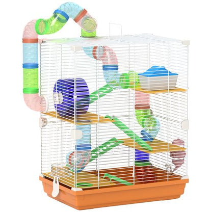 Pawhut 5 Tier Hamster Cage Carrier Habitat w/ Exercise Wheels