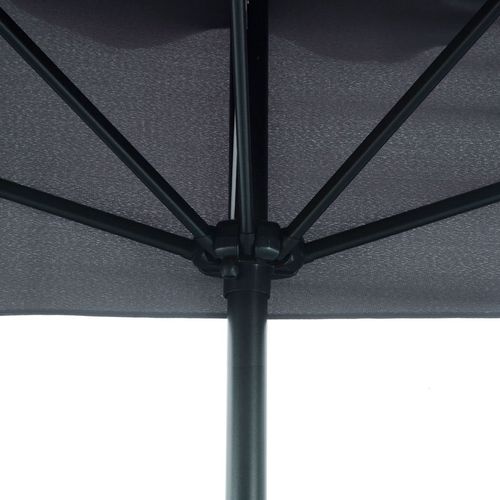2.3m Half Round Parasol Garden Sun Umbrella Metal w/ Crank Grey Outsunny
