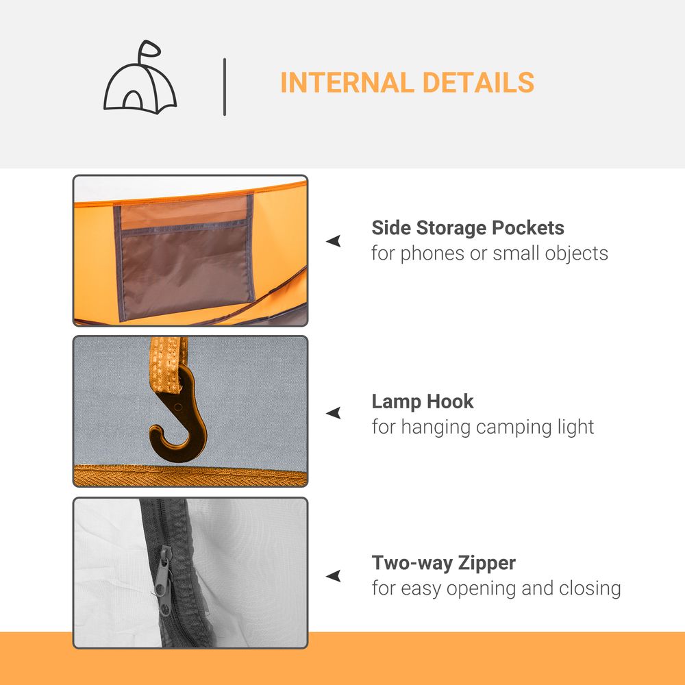 Premium Lightweight 4-5 Person Camping Tent | Pop-Up Dome with Windows | High-Quality Orange Outsunny