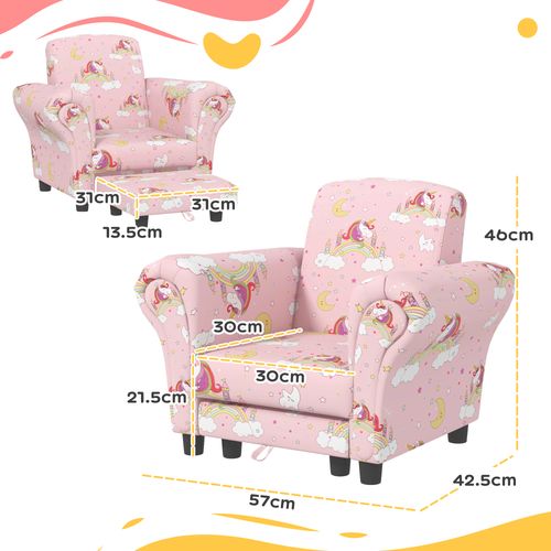 AIYAPLAY 2 Piece Kids Sofa Set with Unicorn Design, for Nursery