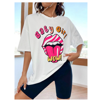 Ladies Baby Girl Printed Oversized T Shirt Top