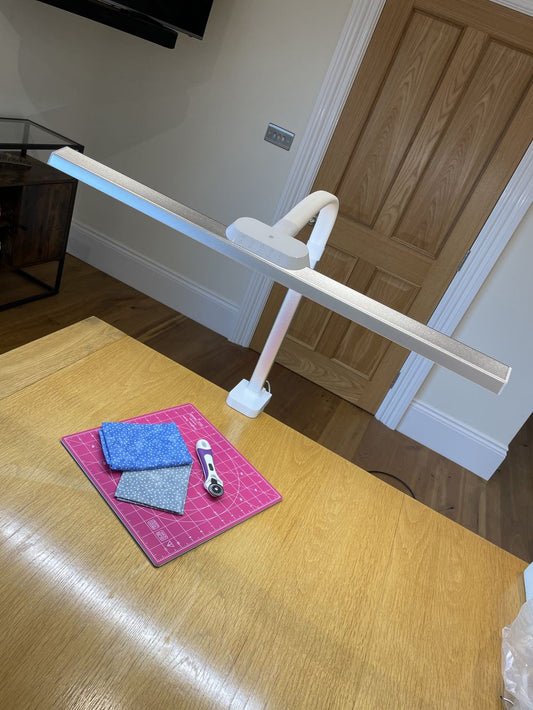 Task Lamp XL White - High-Powered LED Professional Lamp for Desk, Workstation, Cutting Table - Adjustable Shade - 5 Color Temperatures - Auto Mode - 5-Step Dimmer - Clamp Included - 2 Year Warranty