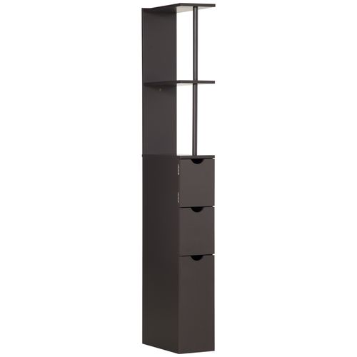 HOMCOM Tall Bathroom Storage Cabinet with Shelf and Drawers, Brown