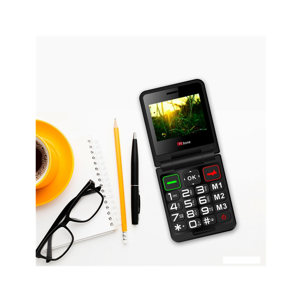 TTfone TT660 Flip Big Button Mobile | EE Pay As You Go SIM, USB C Cable