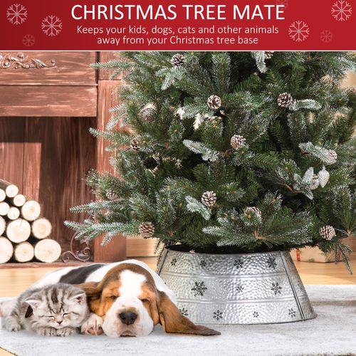 Homcom 66cm Christmas Tree Collar with Hollow Snowflake Patterns Silver
