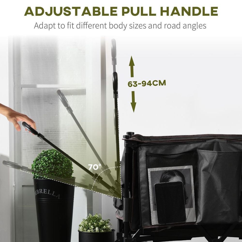 Folding Garden Trolley Collapsible Camping Trolley Steel Frame Oxford Fabric