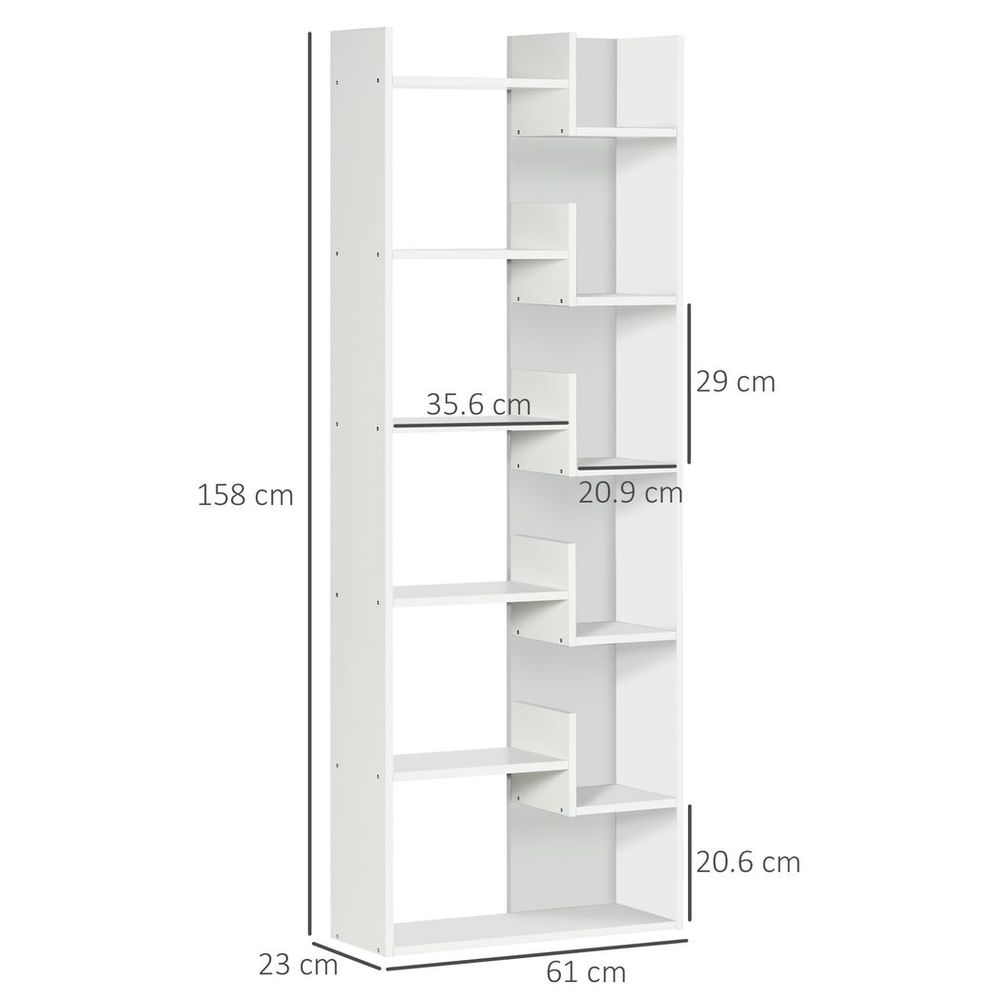 HOMCOM 6-Tier Bookshelf Freestanding Decorative Storage Shelves for Home White