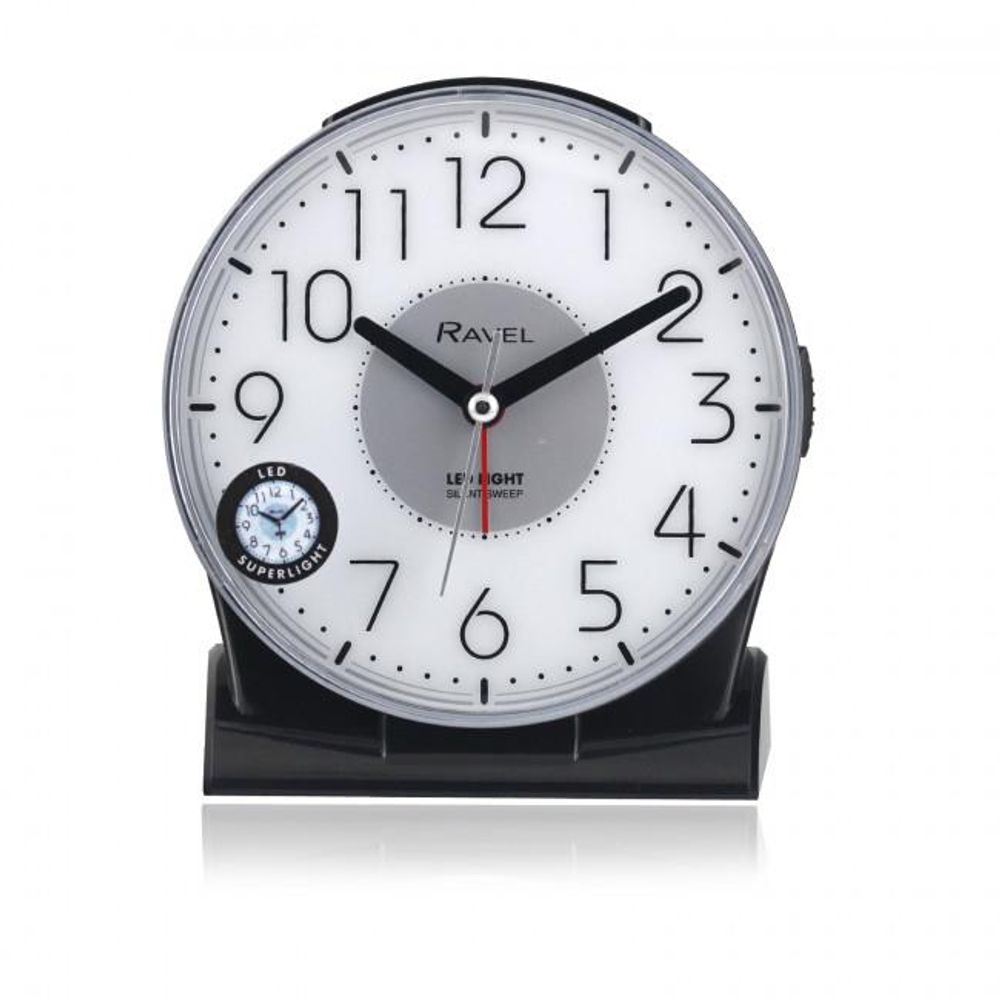 Ravel Large Bedside/Mantel Alarm Clock - Black - RC036.3