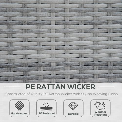 6-Seater Patio PE Rattan Sofa Set, w/ Tempered Glass Coffee Table Grey