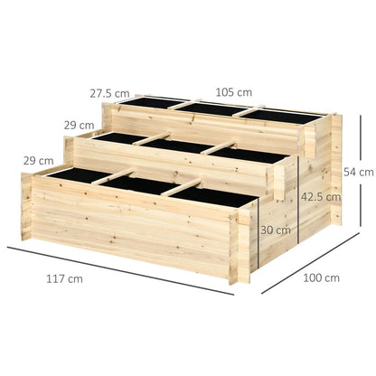 3 Tier Raised Garden Flower Box with 9 Grow Grids and Non-woven Fabric