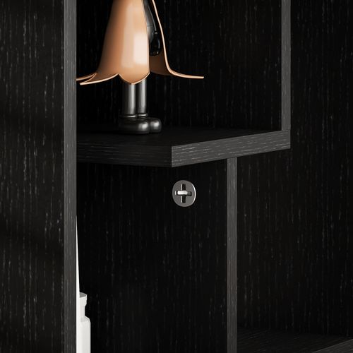 HOMCOM 3-Tier Side End Table Open Shelves Storage Magazine Desk Black