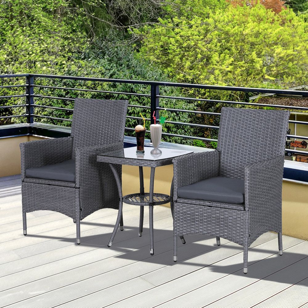 Premium 3-Piece Rattan Bistro Set: Table + 2 Chairs