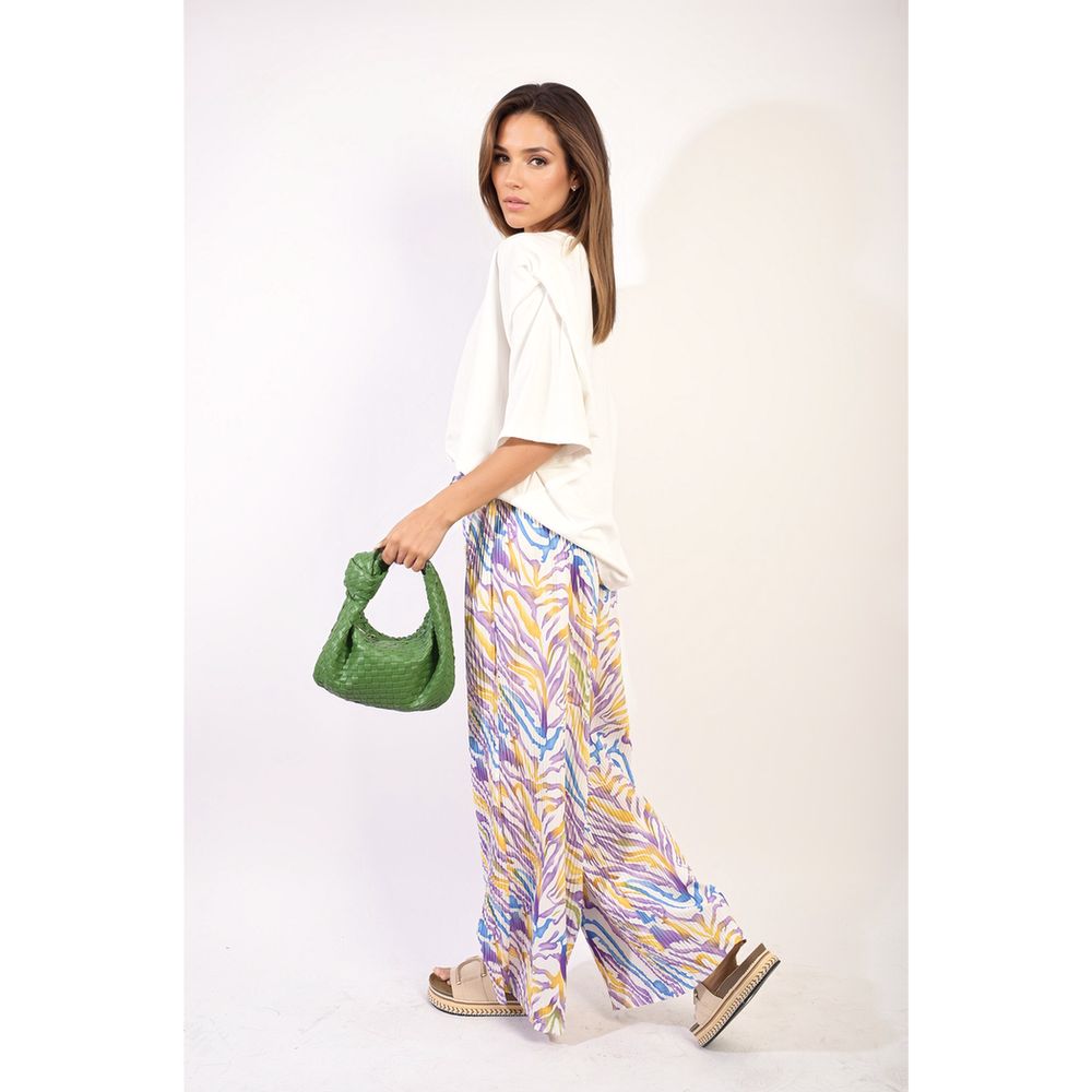 Pleated Wide Leg and Elastic Waist Trousers - Stylish, Comfortable, and Versatile!