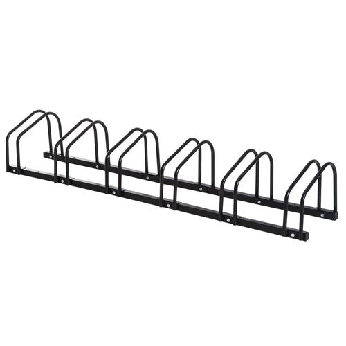 6 Bike Parking Rack Locking Storage Stand Holder Floor Wall Mount Black HOMCOM