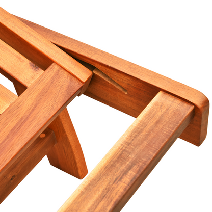 Garden Wood Sun Bed Lounger Chaise Recliner Adjustable Back Footrest w/ Wheels