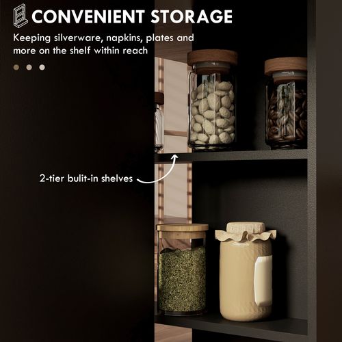 HOMCOM Mobile Drop Leaf Dining Table Folding Desk w/ 2 wheels Storage Shelves