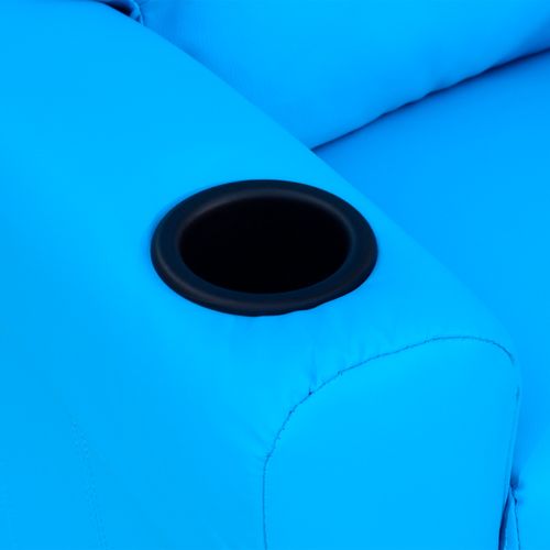 HOMCOM Kids Recliner, PU Leather Kids Armchair, Kids Chair, Toddler Armchair with Adjustable Backrest, Footrest, Padded Headrest, Cup Holder, Blue