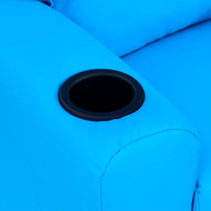 HOMCOM Kids Recliner, PU Leather Kids Armchair, Kids Chair, Toddler Armchair with Adjustable Backrest, Footrest, Padded Headrest, Cup Holder, Blue