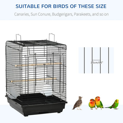 PawHut 59cm Bird Cage with Openable Top, Stand, Tray, Handles, Feeding Bowls