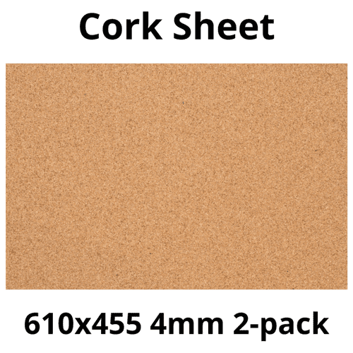 Cork Sheet - 610x455mm - 4mm - Décor and DIY - Pack of 2