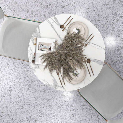 HOMCOM Round Dining Table with Steel Base for Living Room, Dining Room