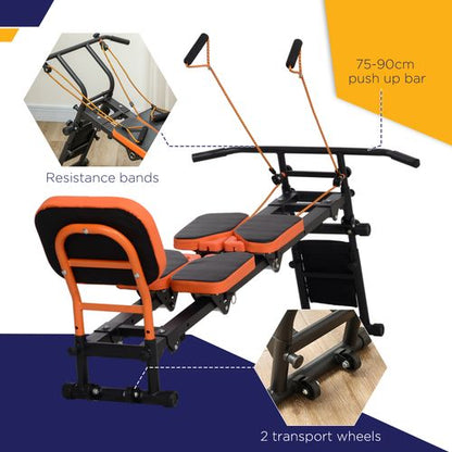 SPORTNOW Reformer Pilates Machine Flat or Incline Home Gym Equipment