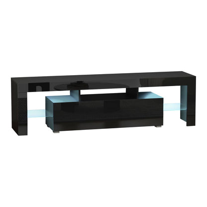 HOMCOM High Gloss TV Stand Cabinet W/ LED RGB Lights and Remote Control Black