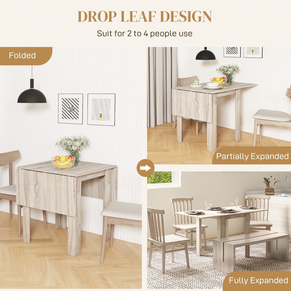 HOMCOM Folding Dining Table Extendable Kitchen Table - Drop Leaf Table for 2-4