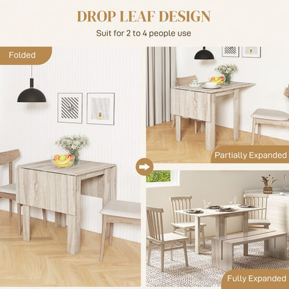 HOMCOM Folding Dining Table Extendable Kitchen Table - Drop Leaf Table for 2-4