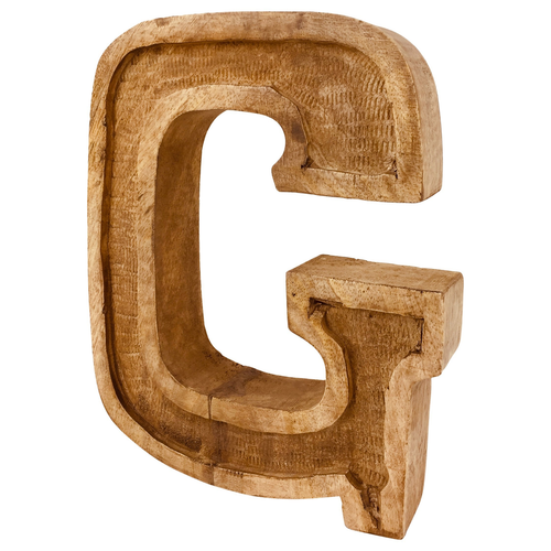 Hand Carved Wooden Embossed Letter G