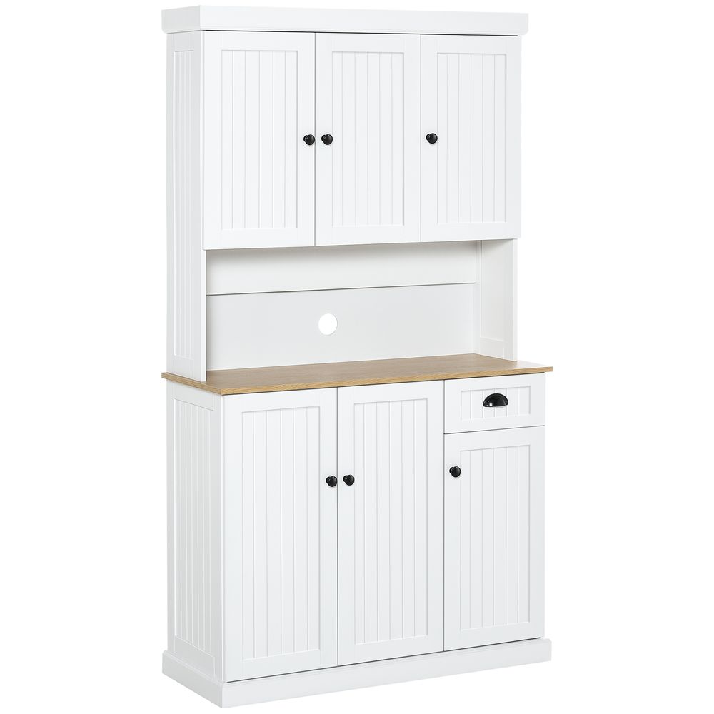 HOMCOM Kitchen Cupboard Storage Cabinet: Stylish + Spacious w/ Adjustable Shelves & Pull-Out Drawer