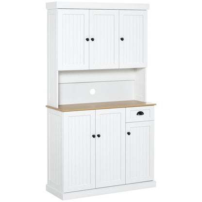 HOMCOM Kitchen Cupboard Storage Cabinet: Stylish + Spacious w/ Adjustable Shelves & Pull-Out Drawer
