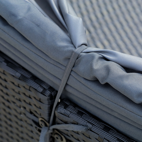 Outdoor Garden Daybed Set w/ Cushioned Round Sofa Bed Conversation Furnitur