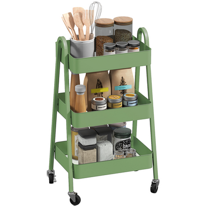 HOMCOM 3-Tier Rolling Utility Cart Kitchen Storage Trolley on Wheels Green