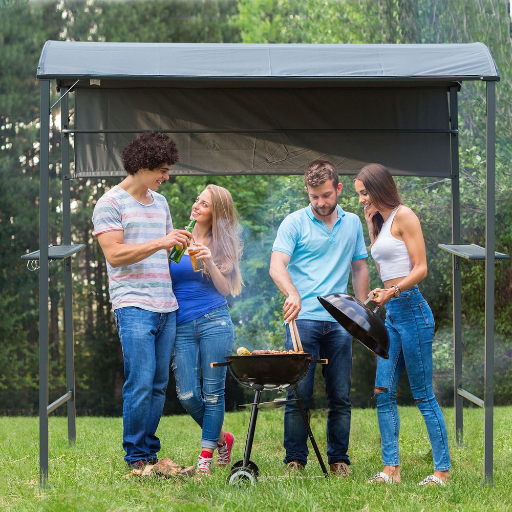 Metal Frame Outdoor BBQ Canopy - Stay Cool and Grill Like a Pro!