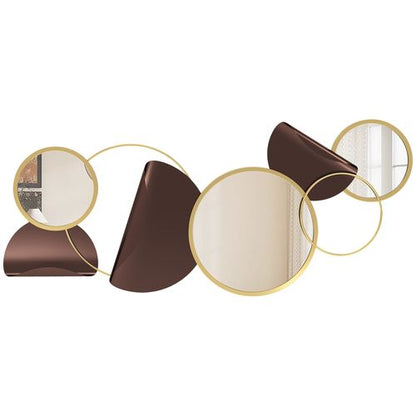 HOMCOM Metal Wall Art, Decorative Mirror Decor for Living Room, Gold Tone