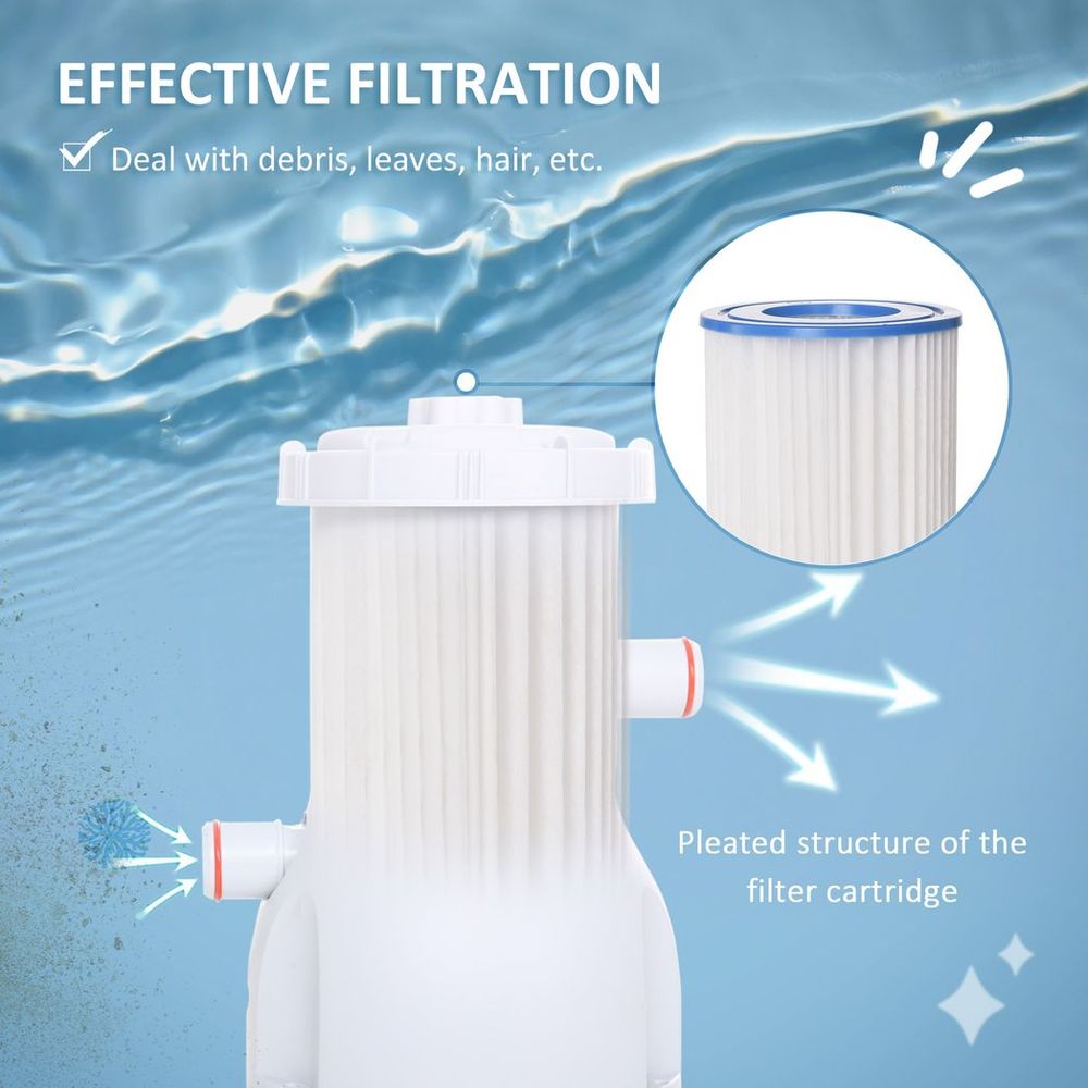 Swimming Pool Filter Pump with Cartridge for 13'-15' Above Ground Pools