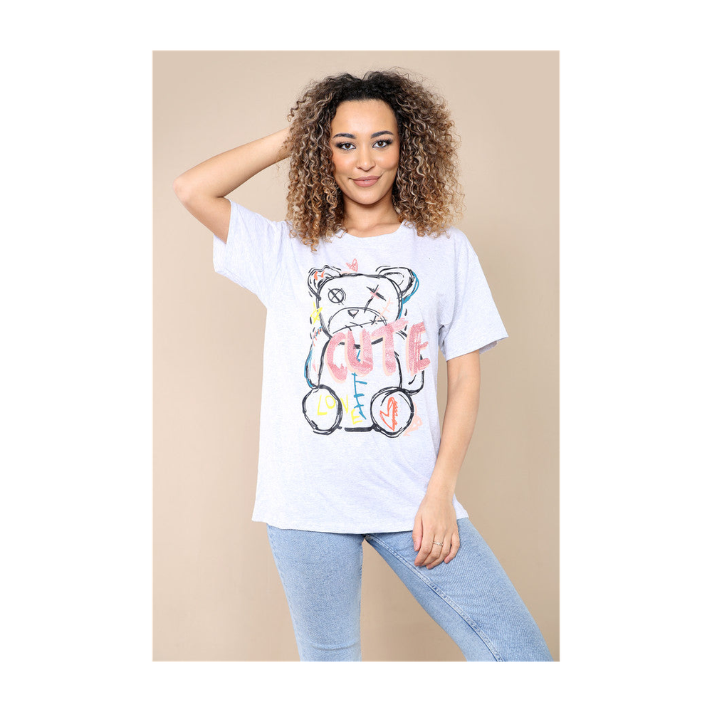 Ladies Cute Printed Short Sleeves T Shirt Top