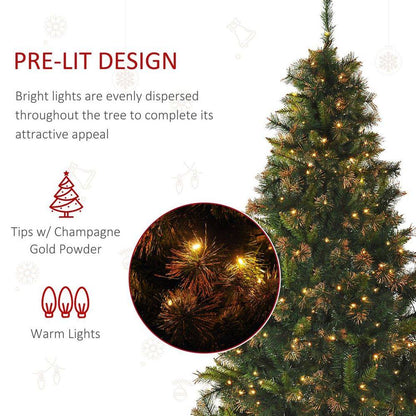 Homcom 6FT Pre-Lit Christmas Tree Artificial Spruce Tree Holiday D�cor Stand