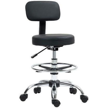 HOMCOM Faux Leather Adjustable Stool, 360° Swivel Chair for Study, Black
