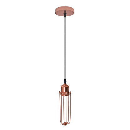 Rose Gold Ceiling Pendant Light | Vintage Industrial Hanging Lamp Fixture | E27, Wire Cage | High-Quality Metal Construction