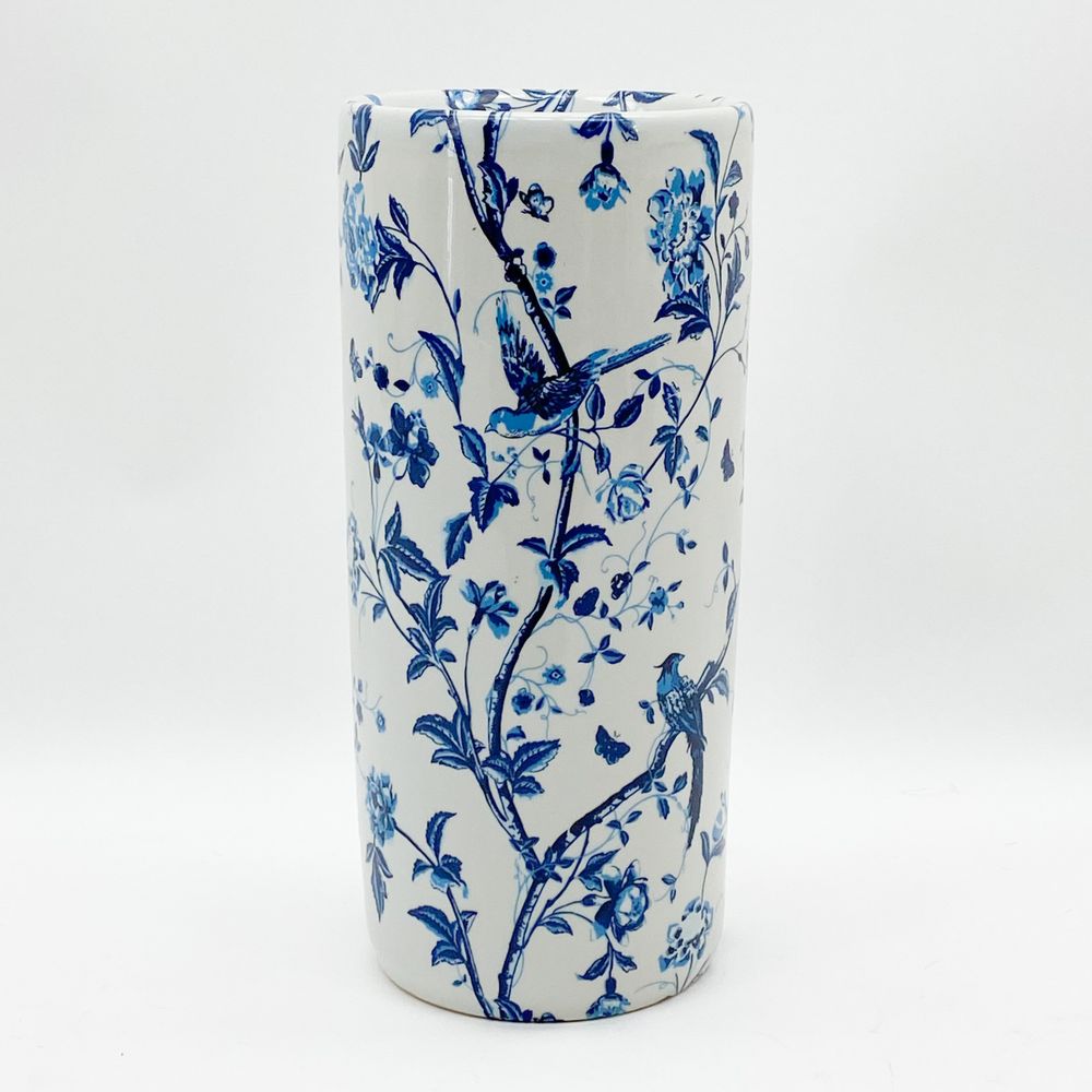 Premium Bird Umbrella Stand - 18" Round, Blue & White - High-Quality & Durable